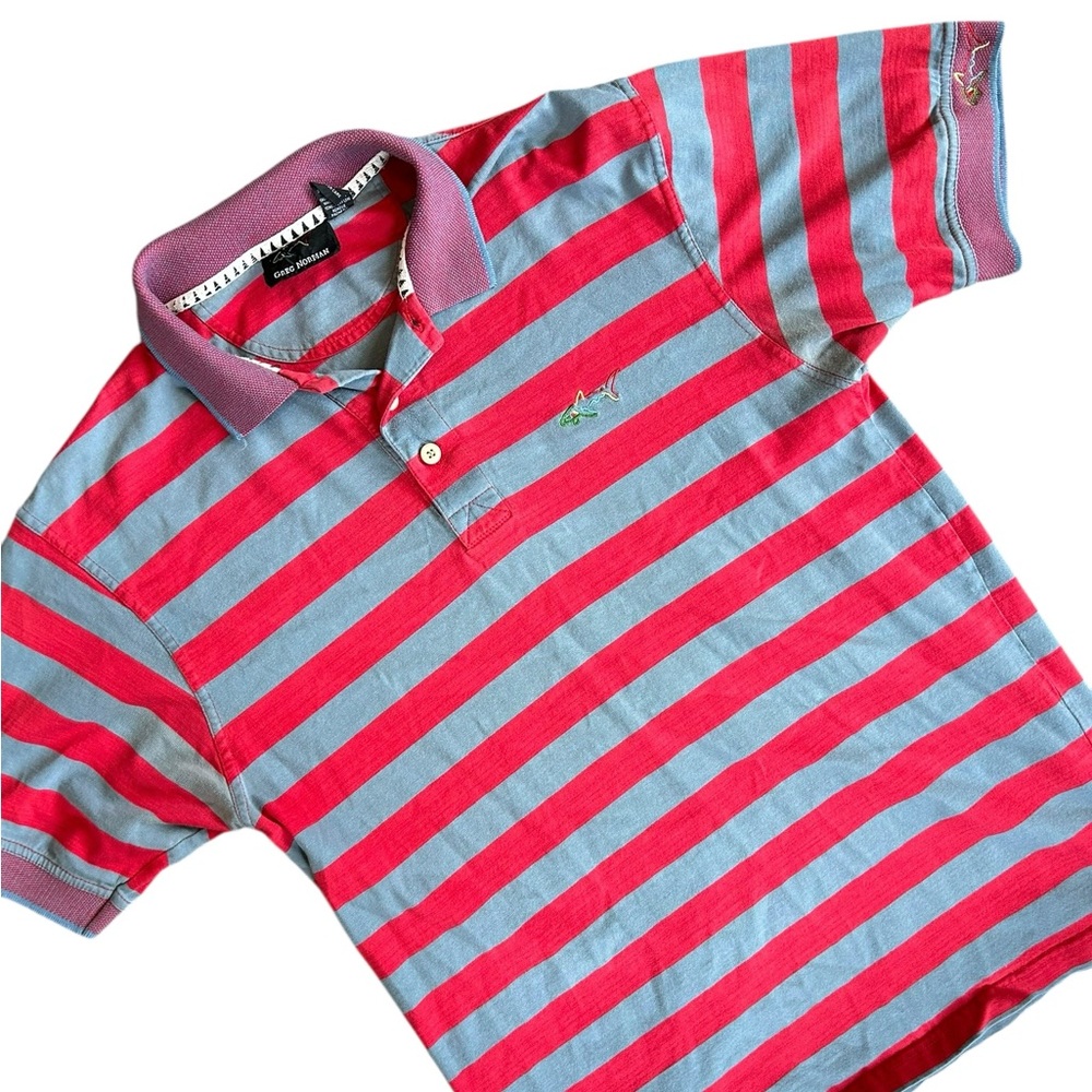 Vintage Greg Norman Striped Golf Polo